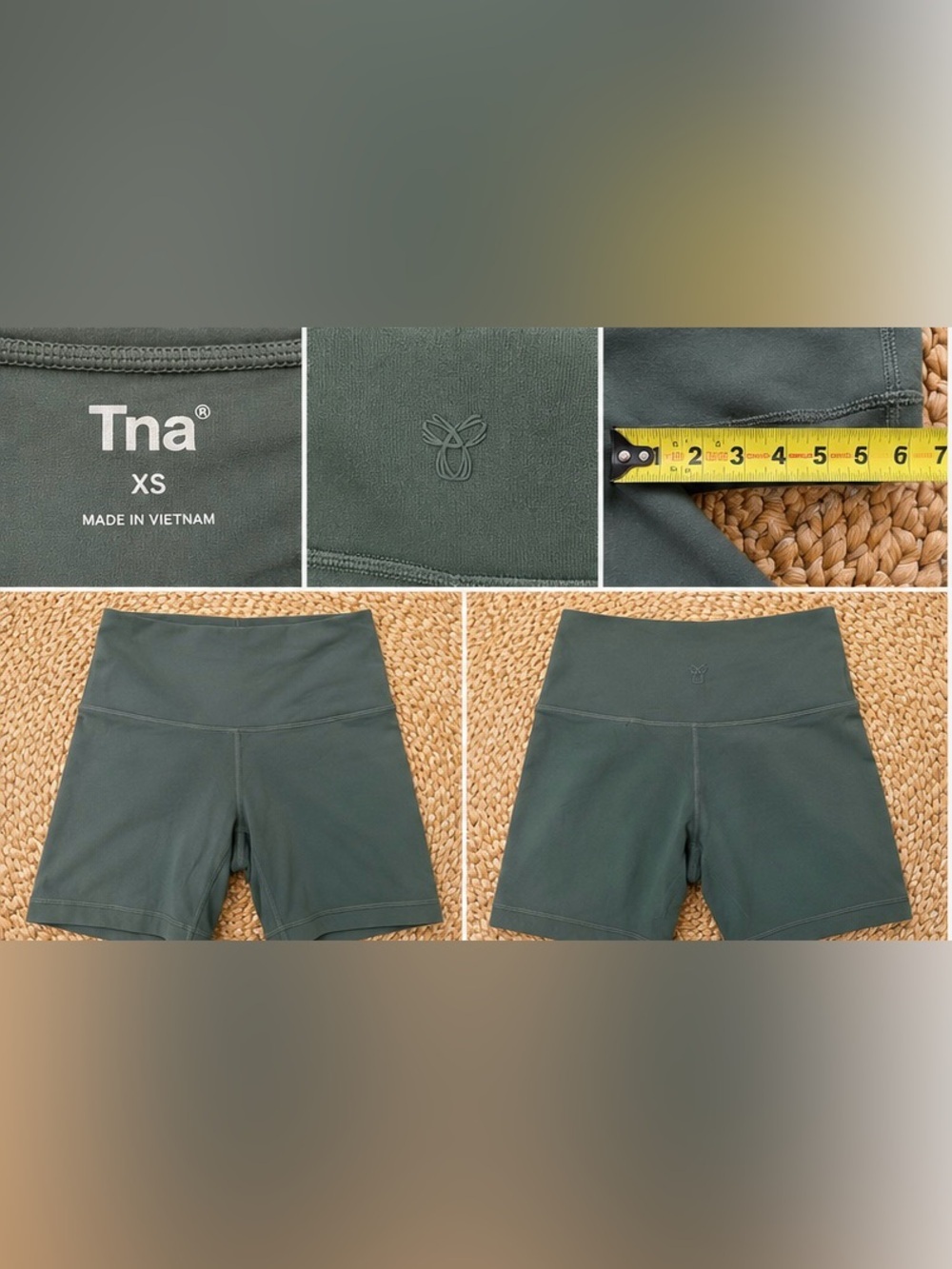 TNA Atmosphere Women’s XS Dark Green Biker Shorts High Rise Activewear - Picture 2 of 8